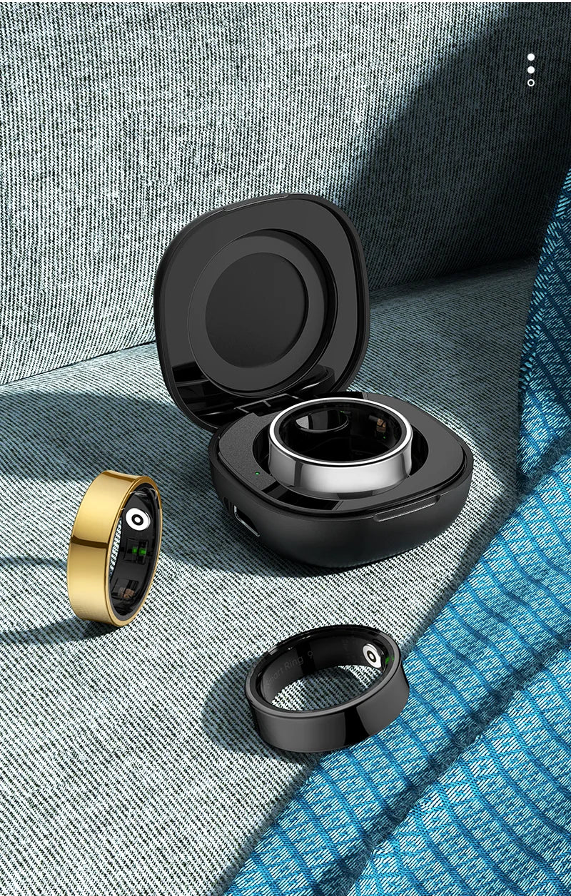 R09 Smart Ring Men Women with Charging Case,Heart Rate Blood Oxygen,Skin Temperature Monitor,5ATM Waterproof For Android iOS Beauty World Shop