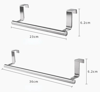 1Pcs Towel Rack Over Door Towel Bar Hanging Holder Stainless Steel Bathroom Kitchen Cabinet White Black Towel Rag Shelf Hanger Beauty World Shop