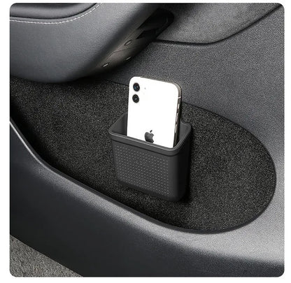 Silicone Car Storage Box For Tesla Model 3 Y S X 2017-2022 2023 Hidden Organizer Tray Bag Box Phone Coin Holder Auto Accessories Beauty World Shop