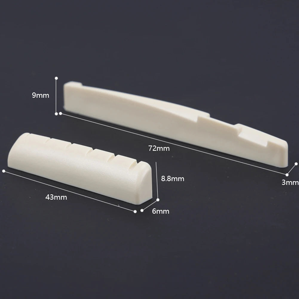 2 Sets 4 Pcs 6 String Acoustic Guitar Bone Bridge Saddle 72mm And Nut 43mm Cow Bone Nut Top Folk Pillow Folk Bottom Pillow Beauty World Shop