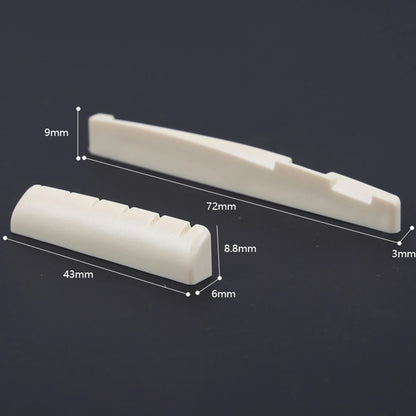 2 Sets 4 Pcs 6 String Acoustic Guitar Bone Bridge Saddle 72mm And Nut 43mm Cow Bone Nut Top Folk Pillow Folk Bottom Pillow Beauty World Shop