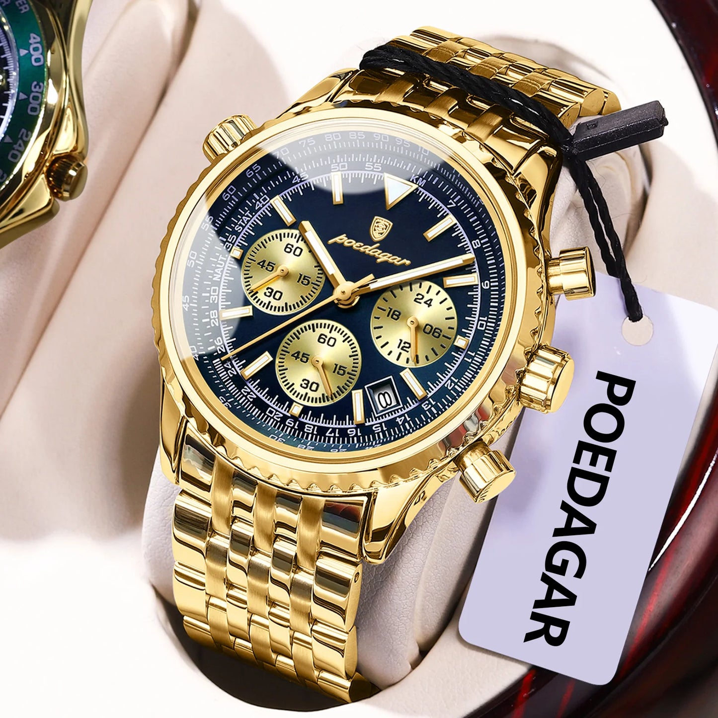 POEDAGAR Luxury Fashion Men Watch Stainless Steel Waterproof Luminous Quartz Male Clock Date Chronograph Military Men's Watches Beauty World Shop