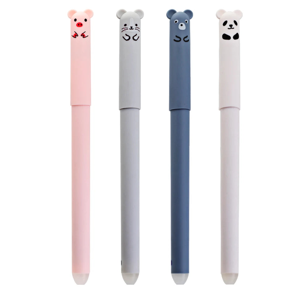 12pcs Animals Panda Erasable Gel Pen 0.5mm Blue Black Erasable Pen Refills Rods Washable Handle School Supplies Stationery Beauty World Shop