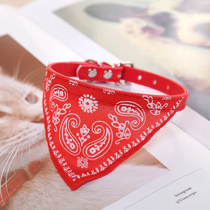 PU Cat Dog Collar with Scarf for Small Medium Dogs Chihuahua Corgi Puppy Adjustable Collars Pet Supplies accesorios para perros Beauty World Shop
