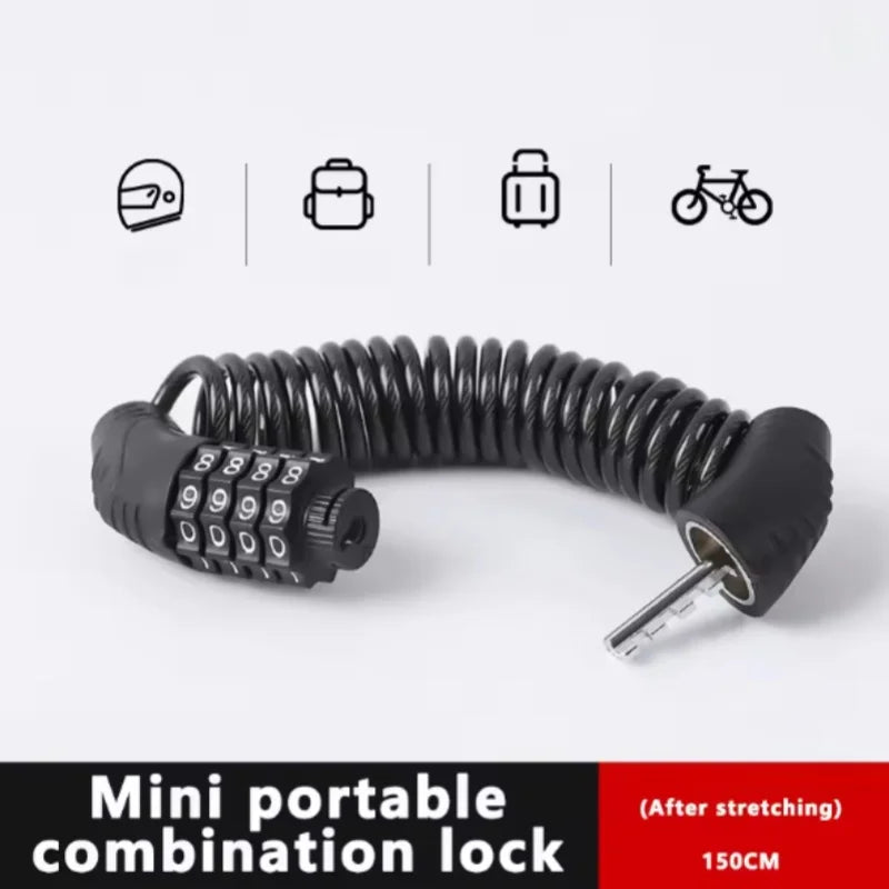Bicycle Lock Steel Cable Chain Security Password 4 Digit Lock Anti-Theft Combination Number Code Safety Bike Bicycle Accessories Beauty World Shop