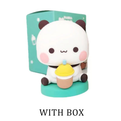 Cute Kawaii Bubu Dudu Panda Bear Figure Cartoon Exciting Bear Miniatures Collectible Animal Toy Doll Ornament Home Derocation Beauty World Shop