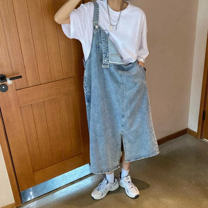 Spring Summer Denim Overall Dress Women Sleeveless Jeans Dresses Fashion Female Solid Slip Casual Loose Spaghetti Strap Dresses Beauty Trend Shop