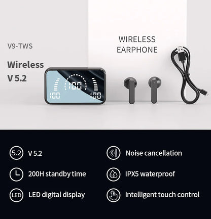 #S2 TWS Wireless Bluetooth Headset with Charge Box Noise Cancelling LED Earbuds with Mic Wireless Headphones Bluetooth Earphones Beauty World Shop