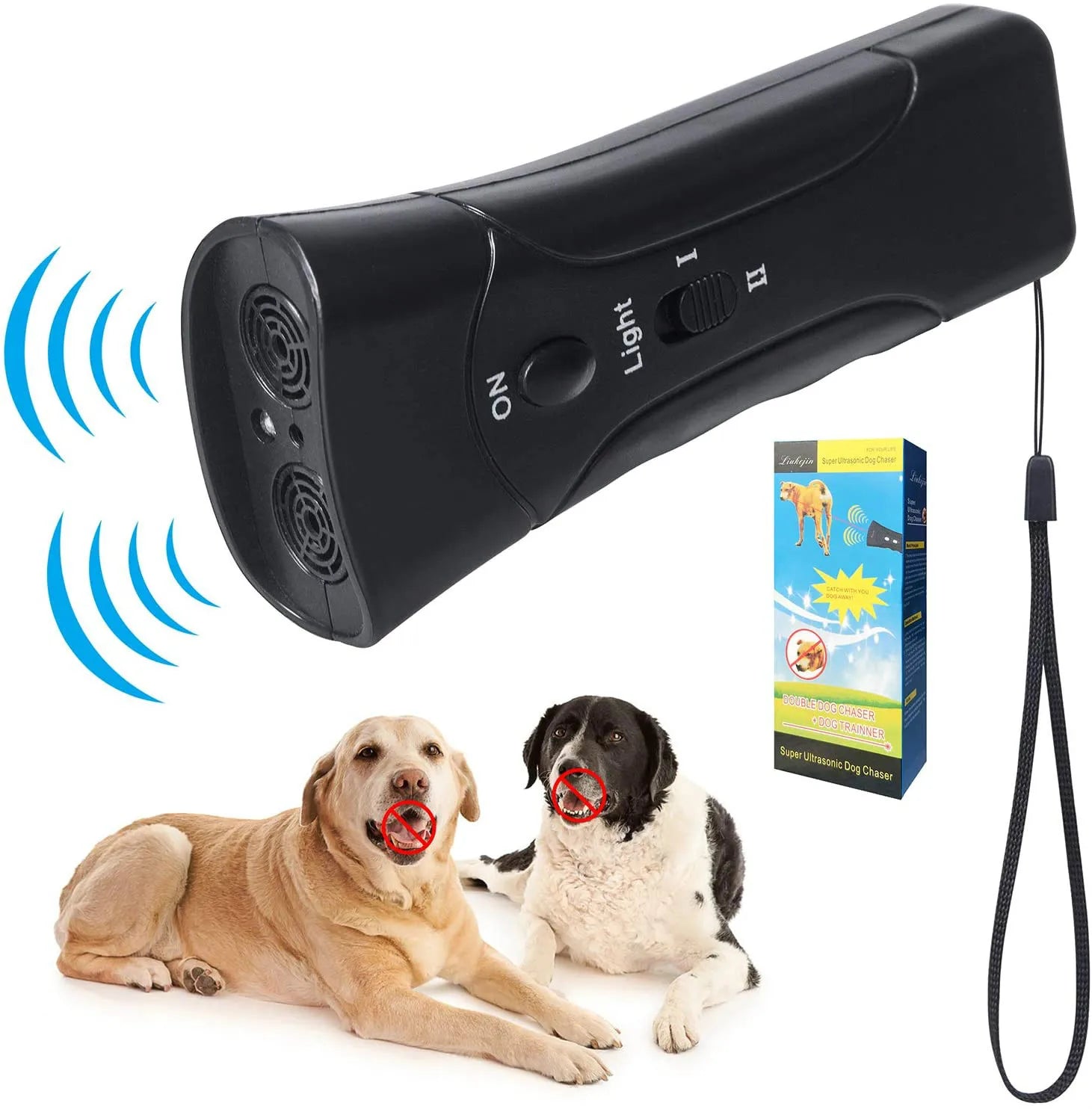 Double Ultrasonic Pet Dog Repeller Anti Barking Stop Bark Training Device High Power Dog Training Repellents not include Battery Beauty World Shop