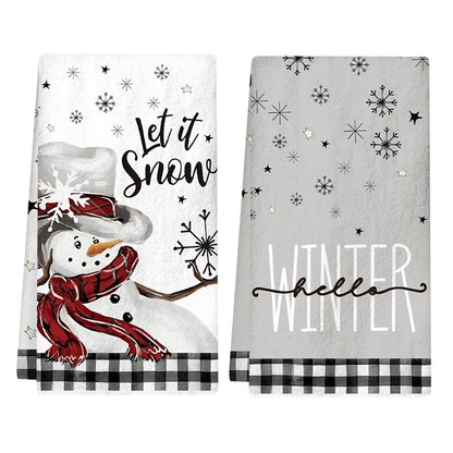 2pcs Christmas Kitchen Towels Buffalo Plaid Xmas Hand Towels Christmas Decorations for Home 2025 Navidad Noel Dish Towels Gifts Beauty World Shop