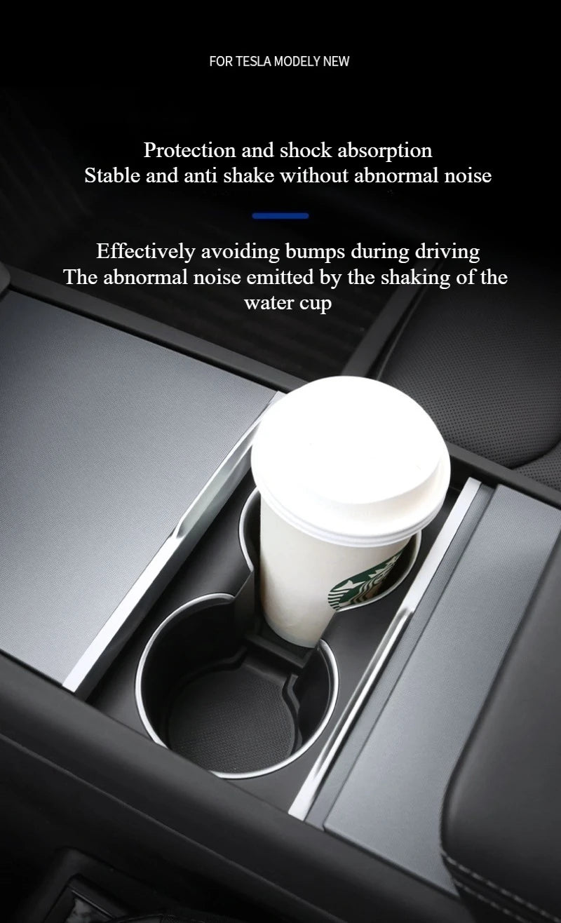 For Tesla Model Y Juniper 2025 Car Door Storage Pad 5PCS TPE Central Control Water Cup Holder Mat Organizer Tray Car Accessories Beauty World Shop