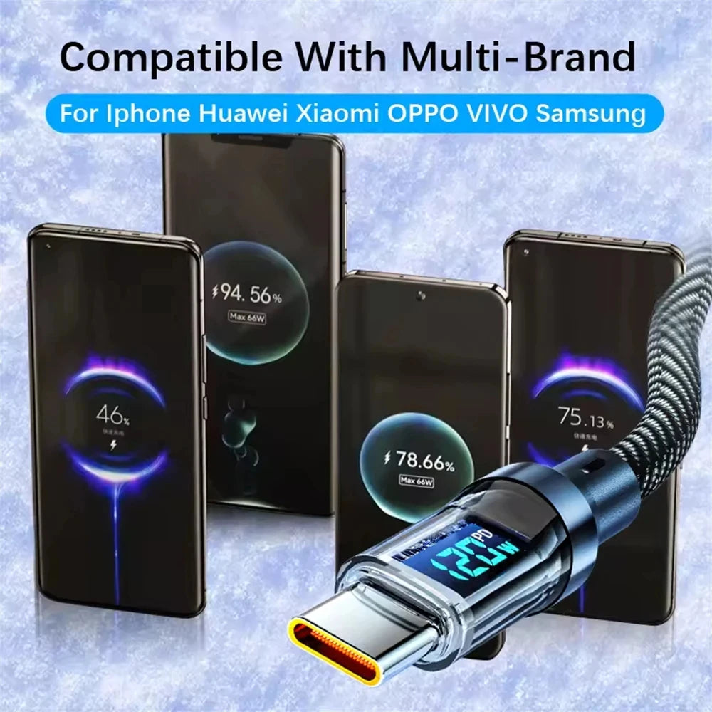 NNBILI 120W A-C and C-C Phone Super Fast Charging Cable with LED display screen, not compatible Xiaomi iPhone、 Samsung Beauty World Shop