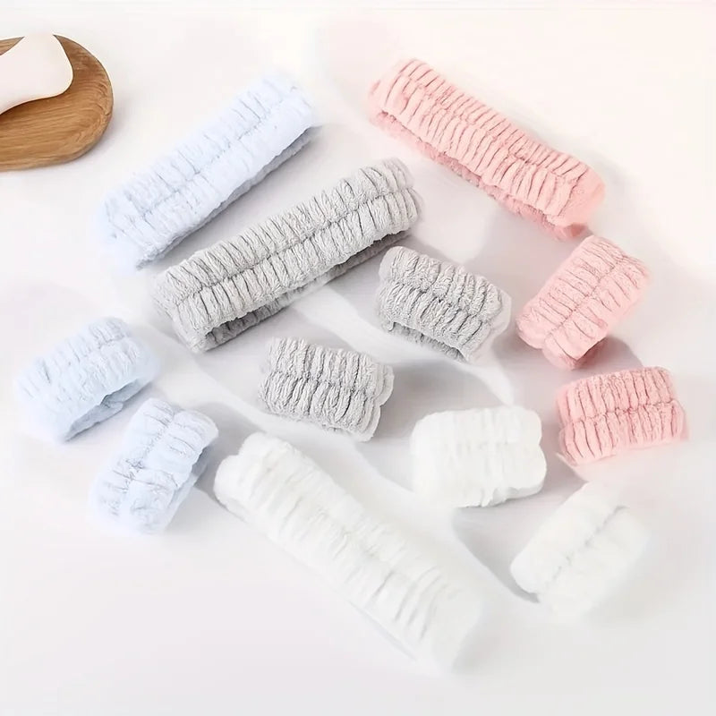 Coral Velvet Facial High-elastic Makeup Hairband Face Wash Wristband Set-face Wash, Facial Mask, Skin Care Beauty World Shop