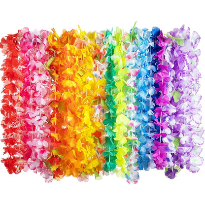 10/20/50pcs Hawaiian Flower Wreath Necklace Summer Tropical Birthday Party Decoration Luau Wedding Artificial Flower Garland Lei Beauty World Shop