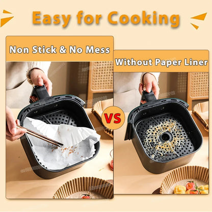 50/100Pcs Air Fryer Disposable Paper Non-Stick Airfryer Baking Papers Round Air-Fryer Paper Liners Paper Kitchen Accessories Beauty World Shop