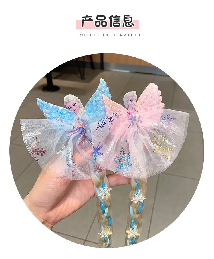 Disney Frozen Elsa Princess Wig Braid Hairpin Accessories For Girls Anime Figures Cartoon Toys Kids Kawaii Baby Hair Clip Gifts Beauty World Shop