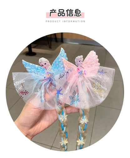 Disney Frozen Elsa Princess Wig Braid Hairpin Accessories For Girls Anime Figures Cartoon Toys Kids Kawaii Baby Hair Clip Gifts Beauty World Shop