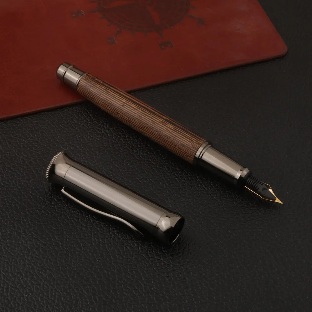 1pc wood Fountain Pen Tiger skin pattern Gun Grey Stationery Office School Supplies new ink pen Beauty World Shop