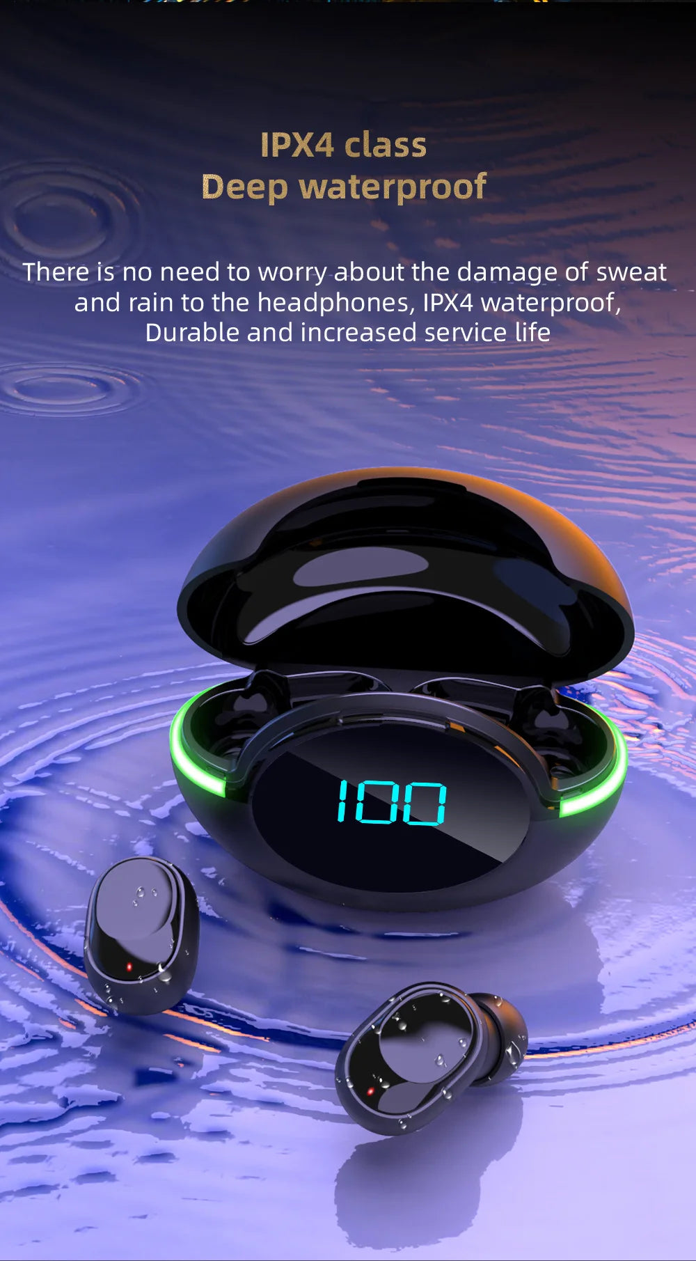 #Y80 New Bluetooth Earphones Tws Wireless Sports Running Waterproof Noise Reduction Gaming Esports Mobile Digital Display Beauty World Shop