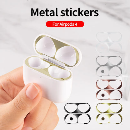 For AirPods 4 Sticker Earphone Case Metal Dustproof Scratch Resistant Sticker Cover For Airpods 4 4th 2024 Gen Protective Film