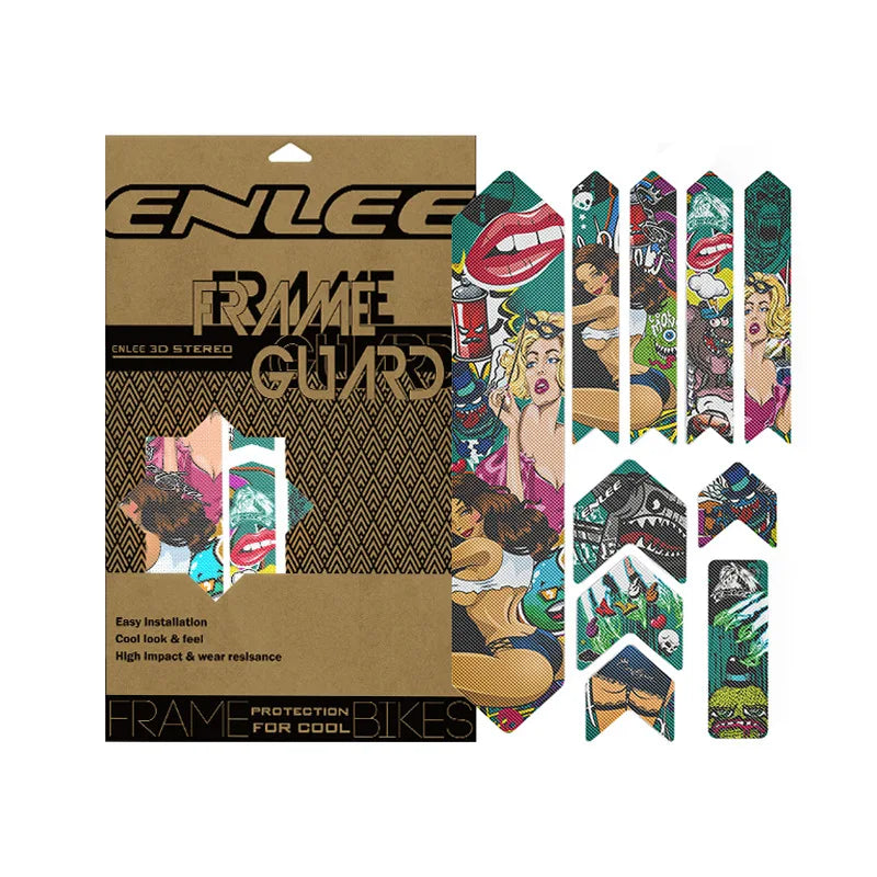 ENLEE The New Removeable Sticker Road Bicycle Paster Guard Cover 3D MTB Mountain Bike Scratch-Resistant Protect Frame Protector Beauty World Shop