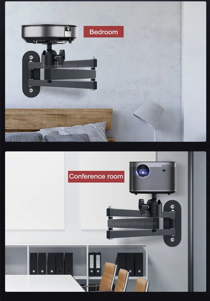 Foldable Wall Mount Projector Bracket Aluminum Alloy Retractable Durable Devices Holder for Home Bedside Hotel Office Beauty World Shop