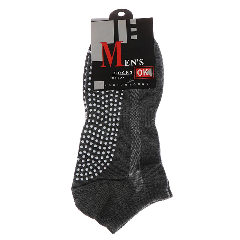 1pair Men's Cotton Non-slip Yoga Socks With Grips Breathable Anti Skid Floor Socks For Pilates Gym Fitness Size 39-44 Beauty World Shop