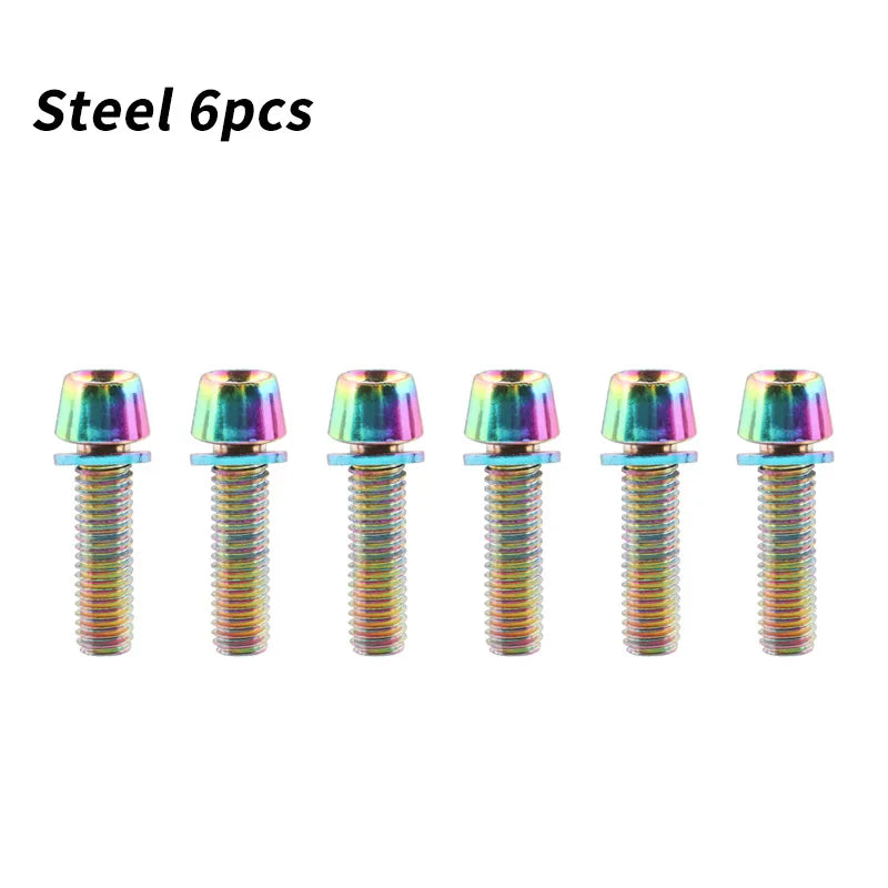 MUQZI 6pcs Stem Bolts M5x17mm Bicycle Handlebar Stem Screw With Washer MTB Road Bike Stem Riser Screw Beauty World Shop