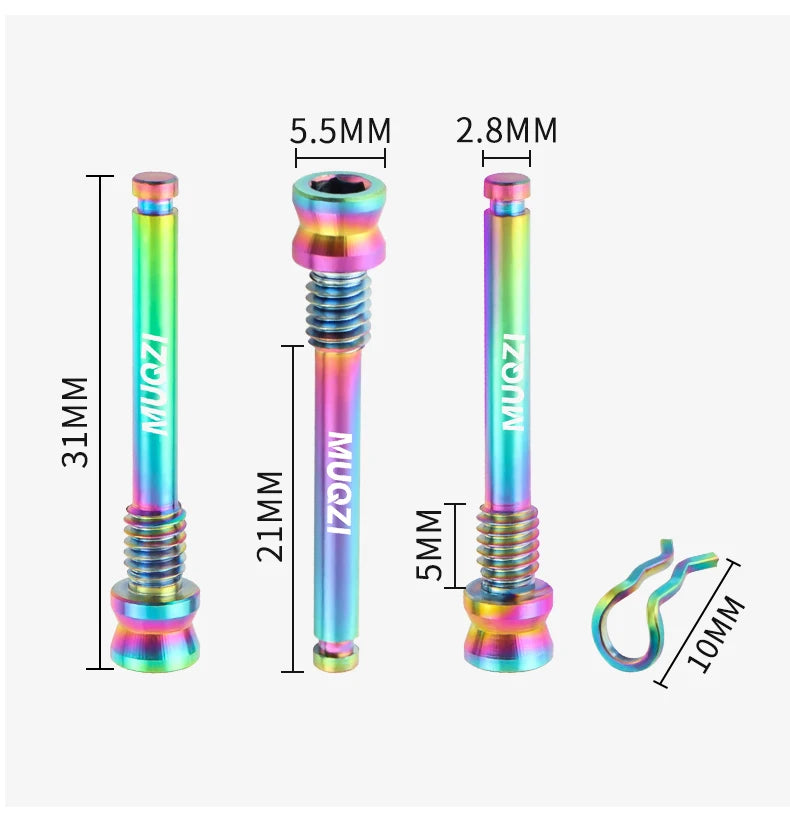 MUQZI 2pcs Titanium Bolts Bicycle Disc Brakes Caliper Lightweight Mounting Screws Road MTB Disc Brake Pad Bolts with Fixing Clip Beauty World Shop