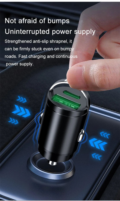 200W mini car charger fast charging for iPhone QC3.0 mini PD USB Type C car mobile phone charger for Xiaomi Samsung Huawei Beauty World Shop