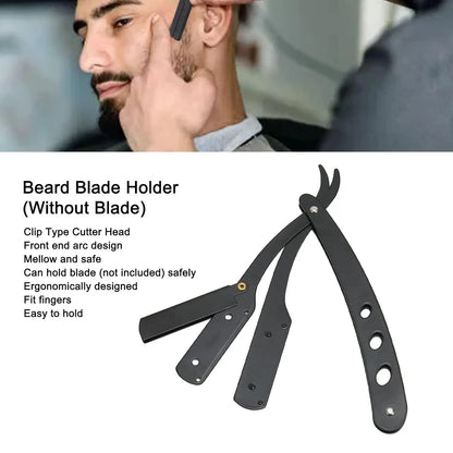 Men Shaving Barber Razor Black Classic Folding Shaving Knife Armpit Hair Pubic Hair Shaver Stainless Steel Straight Razor Holder Beauty World Shop