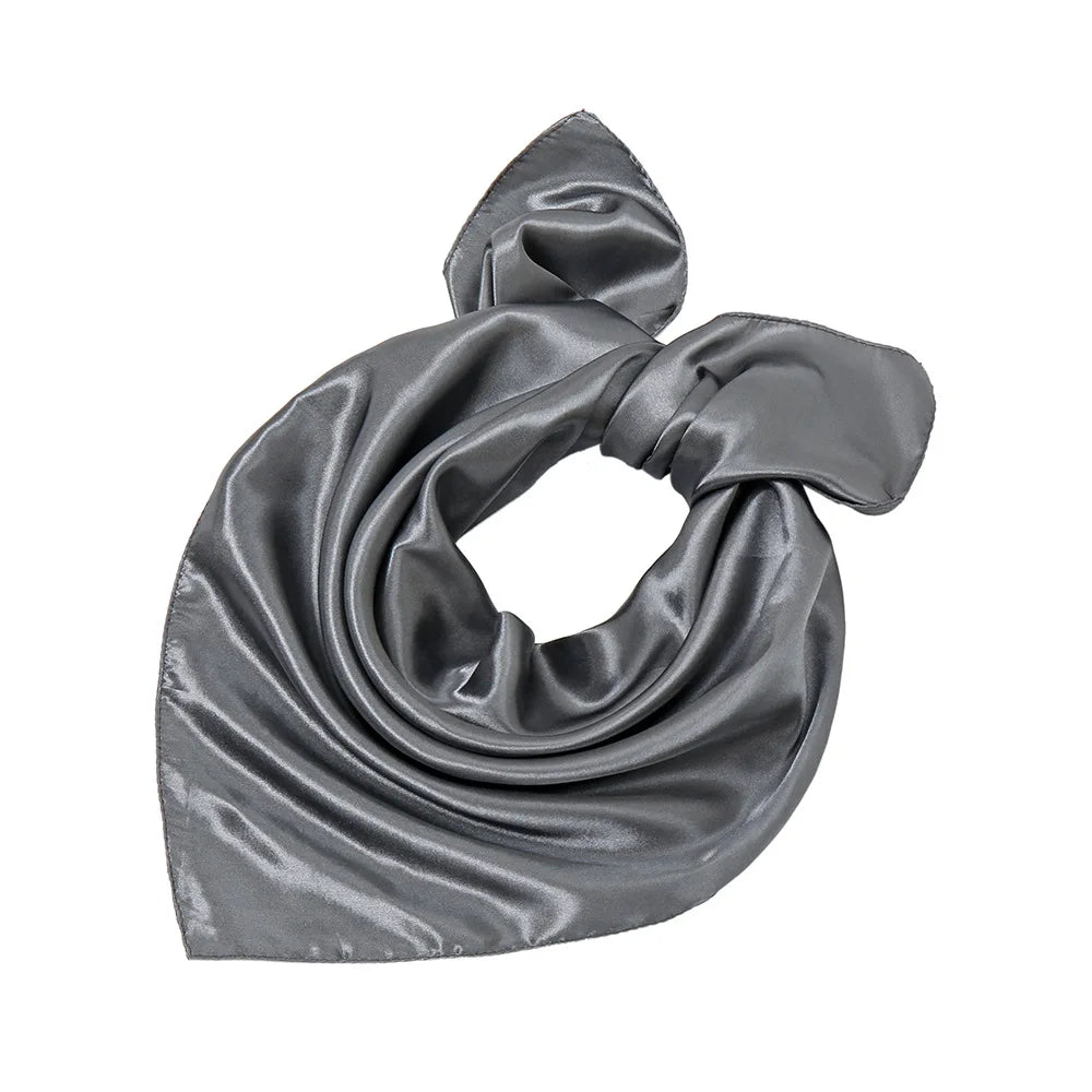 Women New Plain Satin Solid Color 60x60cm Square Scarf Girl Simulation Silk Performance Small Scarves Best Party Gift Beauty World Shop