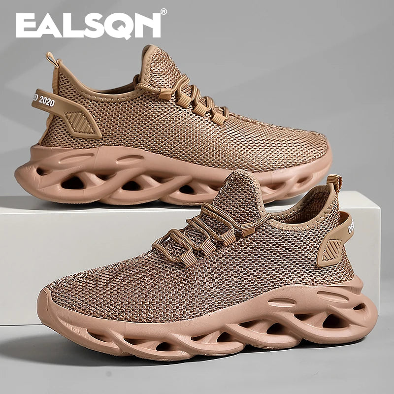 Men Sports Running Black Jogging Shoes Casual Sneakers Brown Outdoor Breathable Mesh Women Light Shock-absorption Black Tennis Beauty World Shop