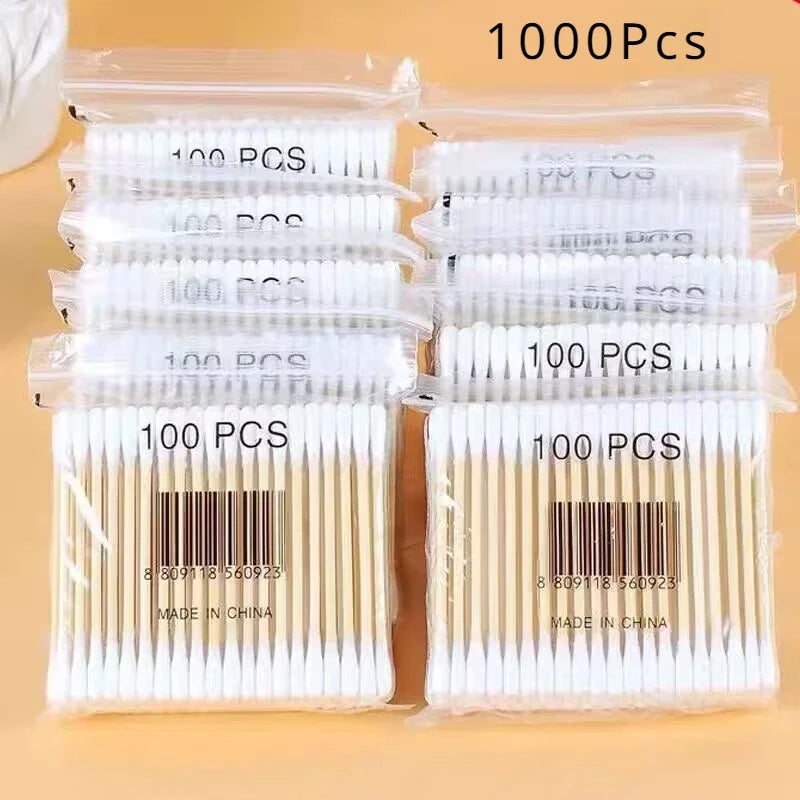 300/500/1000pcs Double Head Cotton Swab Women Makeup Cotton Buds Tip for Wood Sticks Nose Ears Cleaning Health Care Tools Beauty World Shop