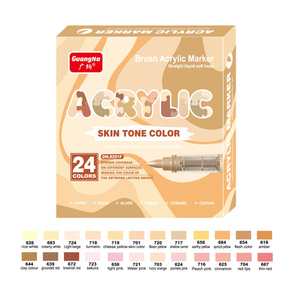 GuangNa 12-72 Colors Soft Brush Acrylic Marker Pen Set,Skin Tone, Macaron color,DIY Hand Drawn,Paint Art Markers pens,GN.8201F/M Beauty World Shop
