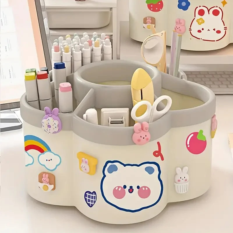 Large Capacity Desk Accessories 306 ° Rotation Cute Pen Holder Stationery Organizer Pencil Storage Office School Supplies Beauty World Shop