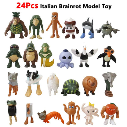 8/24Pcs Fun Italian Brainrot Action Figure Set Tung Tung Sahur Tralalero Tralala Bombardino Crocodilo Figures Model Toy Gifts Beauty World Shop