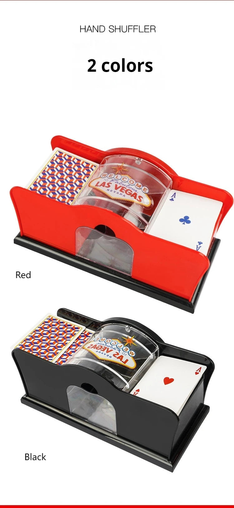 Red/Black Manual Card Shuffler 2 Deck with Hand Crank, Card Shuffler for Blackjack, UNO, Poker, Playing Card Dealer Machine Beauty World Shop