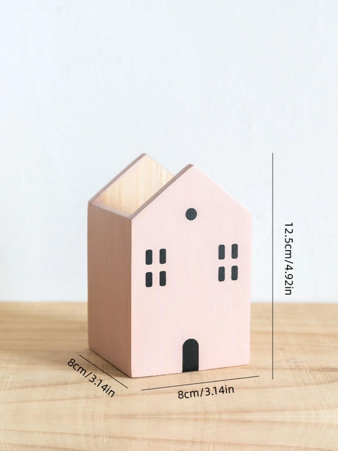 Cartoon House Wooden Pen Holder Pencil container Makeup Brush Stationery storage box Student/ Office Desktop Storage Organiser Beauty World Shop