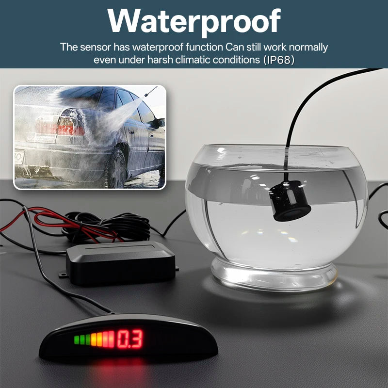 Hippcron Car LED Parking Sensor Kit 4 Sensors 22mm Reverse Radar Sound Alert Indicator System 8 Colors Beauty World Shop
