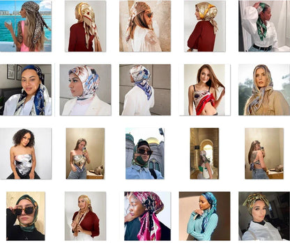 90*90cm Silk Scarf Scarftop Headwraps Women Four Seasons Hair Scarve Hijab Foulard Iuxe Bandana Femme Headscarf Beauty World Shop