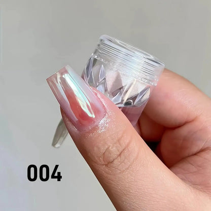 1pc Chrome Nail Powder Ice Transparent Aurora High Gloss Pearl Rainbow Color Powder Metal Pigment Nail Art Creation