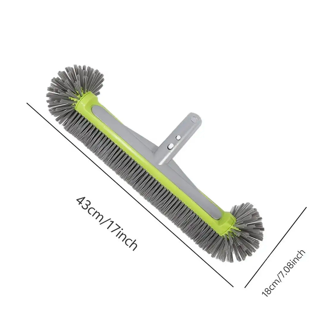 17.5" Heavy Duty Aluminum Pool Brush Head With 7 Rows Nylon Bristles For Pool Wall Steps Corner Cleaning Beauty World Shop