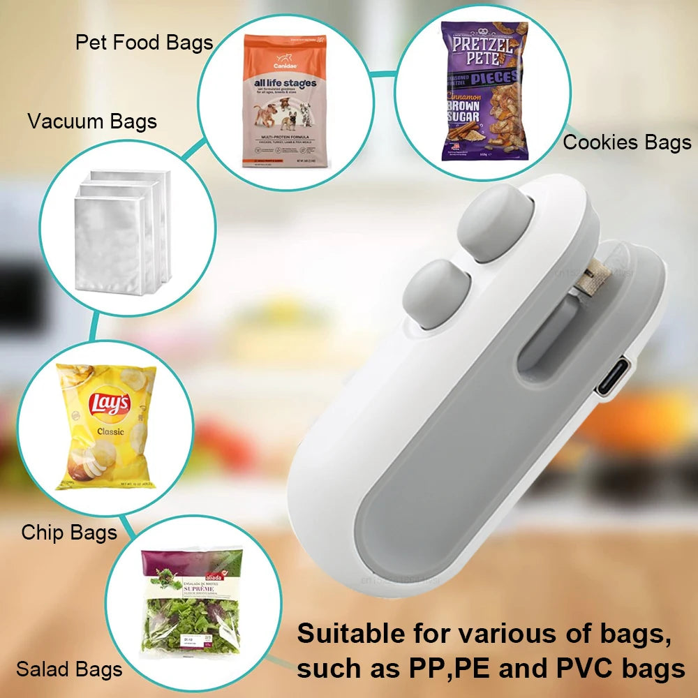 Mini Heat Bag Sealing Machine Package Sealer Bags Plastic Food Sealer Clip Bag Handheld Sealer Food Packaging Heat Sealer Beauty World Shop