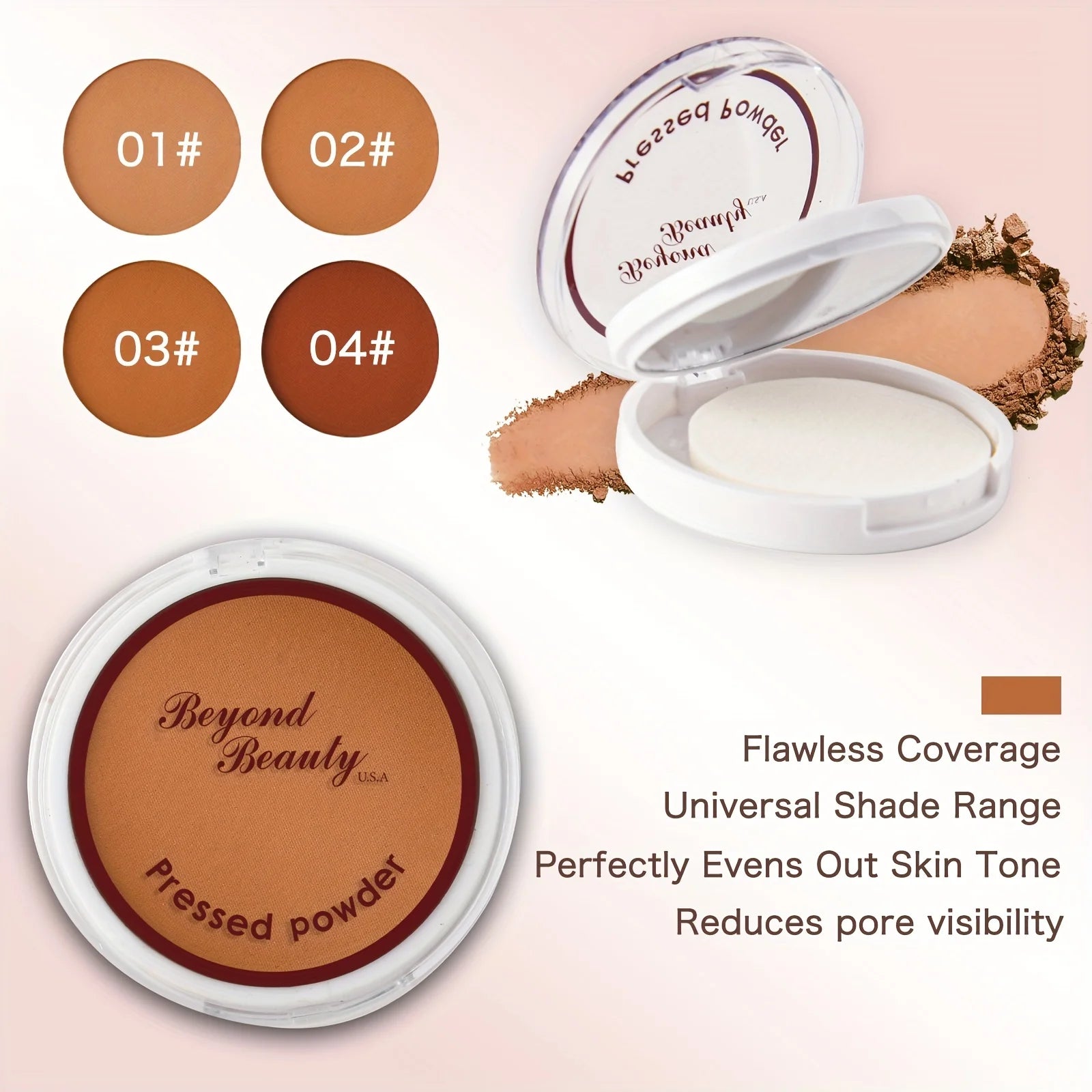 Wheat Bronzing Powder for Dark Skin, Matte Finish, Sweatproof & Oil Dark Foundation Concealer, Powder Puff And Mirror Beauty World Shop