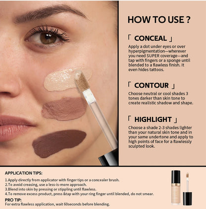Long-lasting Coverage Concealer Matte Foundation Multi-Use Cream Oil Free Highlight and Retouch Face Makeup Products for Women Beauty World Shop