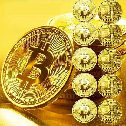 4pcs Gold Plated Bitcoin Coin Collectible Art Collection Gift Physical Commemorative Metal Antique Imitation Happy Birthday Beauty World Shop