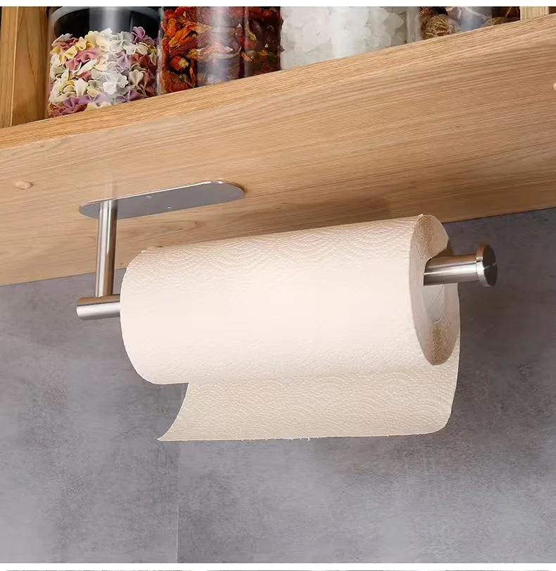 Kitchen Paper Towel Holder Adhesive Tissue Hanger Toilet Roll Paper Dispenser Cabinet Storage Napkin Rack Bathroom Accessories Beauty World Shop