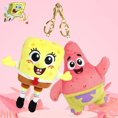 Kawaii Cartoon Spongebob Patrick Star Plush Toy Keychain Stitch Creative Gary Backpack Pendant Squidward Tentacles Friends Gifts Beauty World Shop