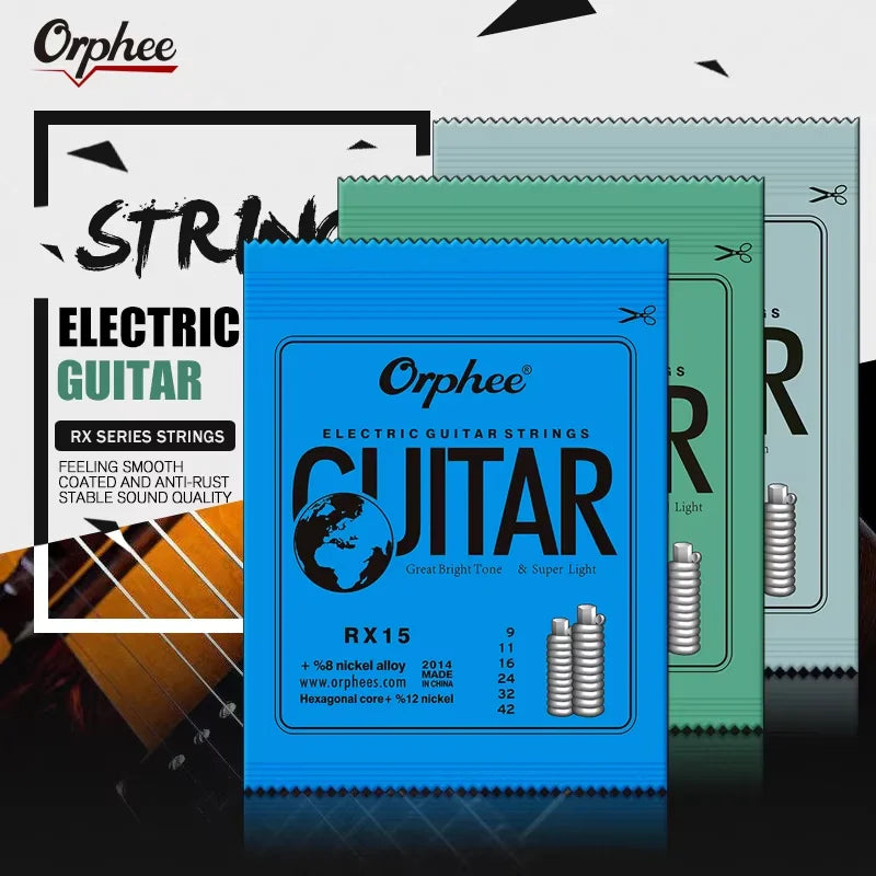 Orphee 1/5/10 Pcs Electric Guitar Strings Set RX Series Hexagonal Carbon Steel 6 String for Electric Guitar Accessories&Parts Beauty World Shop